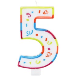 BOUGIE GEANTE MULTICOLORE CHIFFRE 5