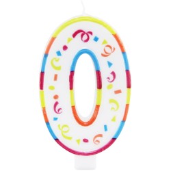 BOUGIE GEANTE MULTICOLORE CHIFFRE 0