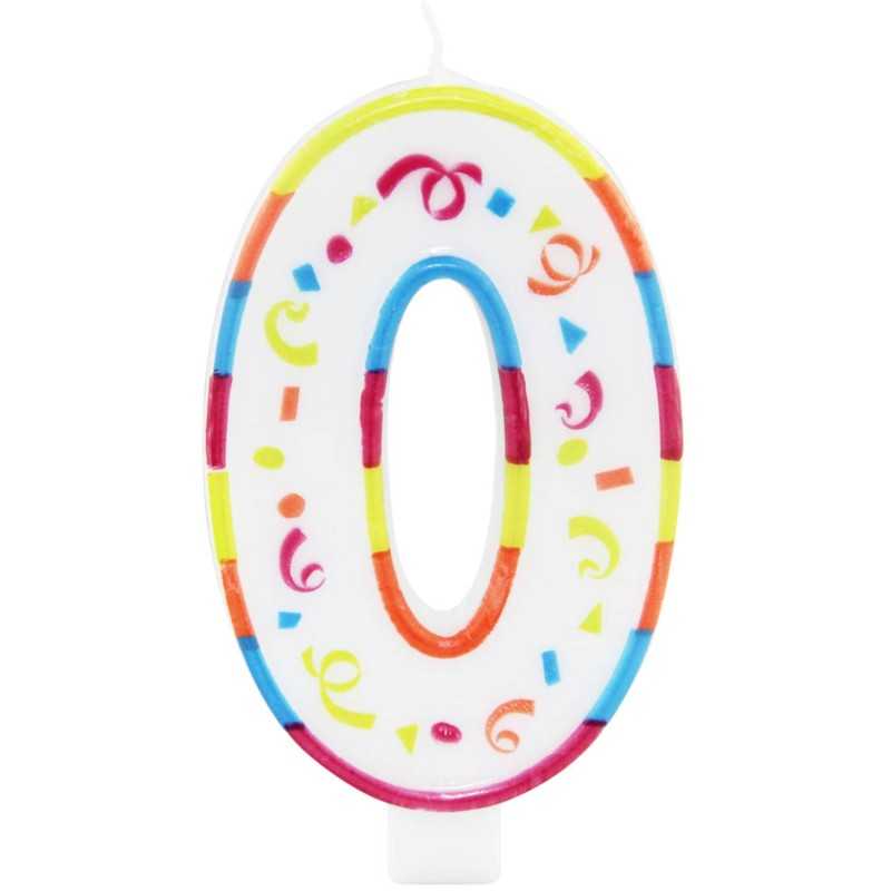 BOUGIE GEANTE MULTICOLORE CHIFFRE 0