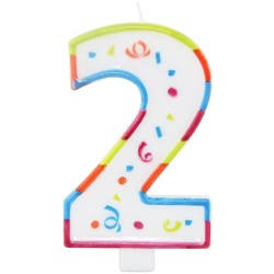 BOUGIE GEANTE MULTICOLORE CHIFFRE 2