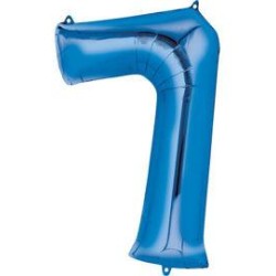 BALLON METALLIQUE CHIFFRE 7 BLEU 86 CM