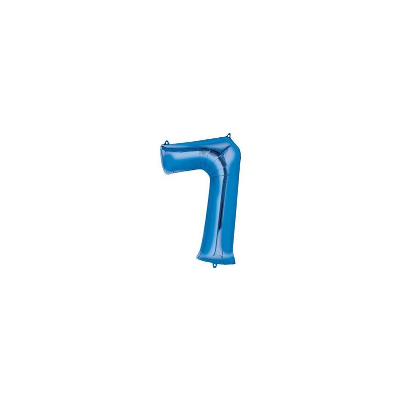 BALLON METALLIQUE CHIFFRE 7 BLEU 86 CM