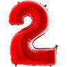 BALLON METALLIQUE CHIFFRE 2 ROUGE 100 CM