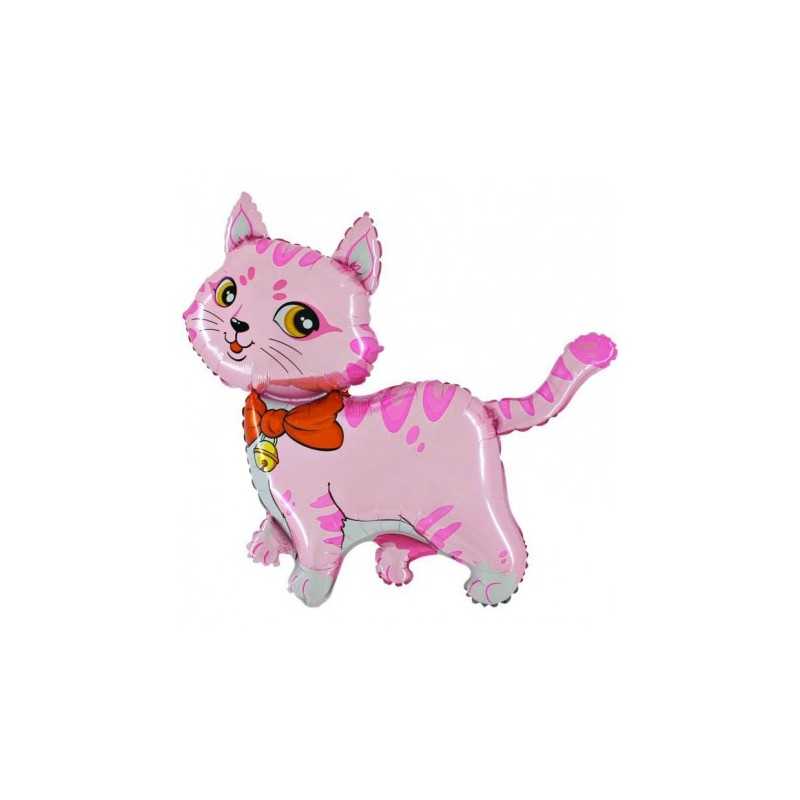 BALLON METALLIQUE CHAT ROSE GONFLABLE A L'AIR 36 CM ENVIRON