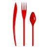 30 COUVERTS PLASTIQUES ROUGE 10 FOURCHETTES 10 COUTEAUX 10 PETITES CUILLERES