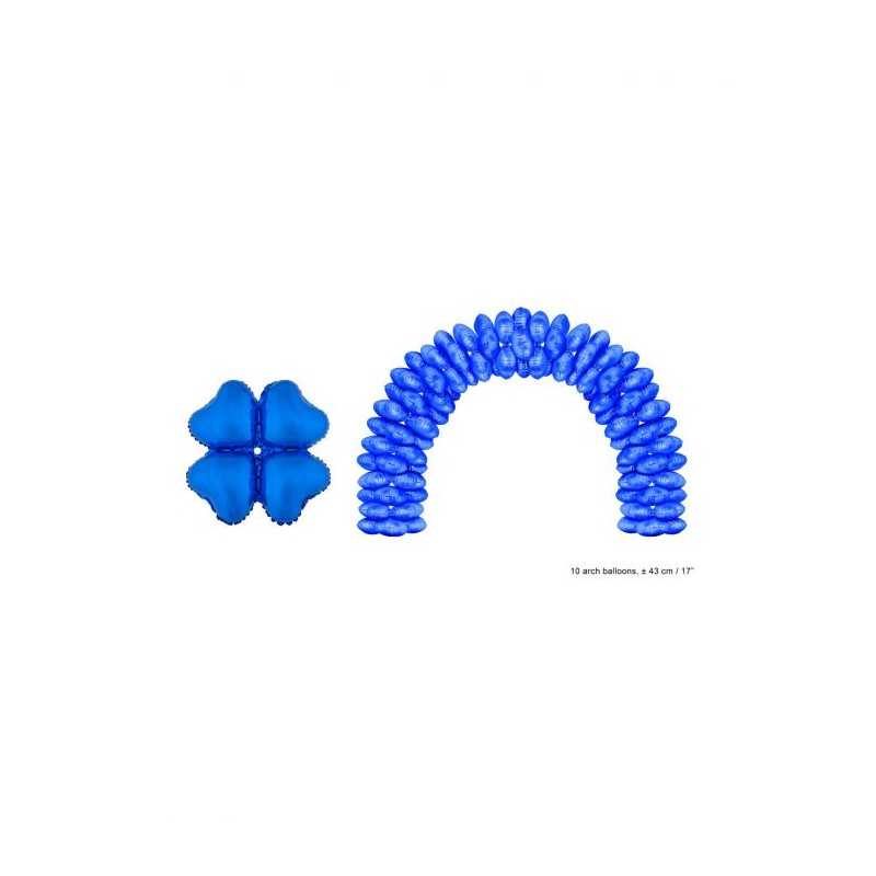 10 BALLONS MYLAR POUR ARCHE FORME 4 COEURS COLLES 42,5 X 42,5 CM BLEU