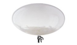 BALLON AQUA TRANSPARENT PLUMES BLANCHES 18"