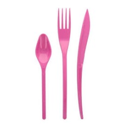 30 COUVERTS PLASTIQUES ROSE