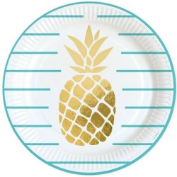 8 ASSIETTES RONDES ANANAS 23 CM