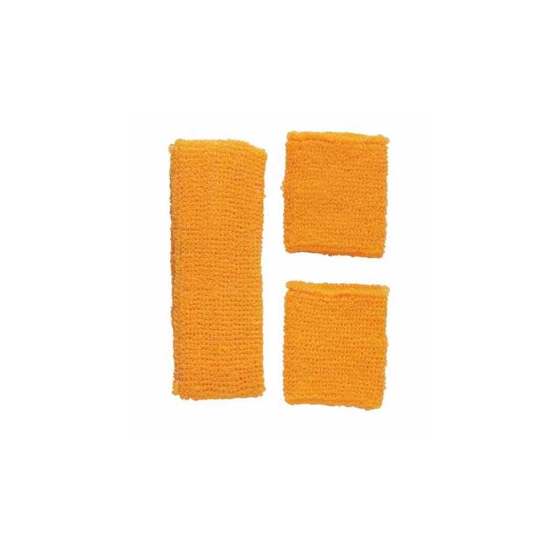 SET COMPLET AVEC BANDEAU ET 2 BRACELETS ORANGE NEON