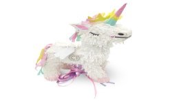 PINATA LICORNE BLANCHE ARC EN CIEL 3D A TAPER OU A TIRER