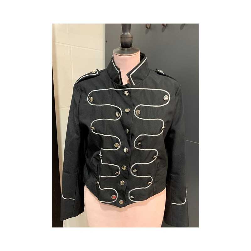 DEGUISEMENT VESTE CIRQUE DOMPTEUR OU STAR 80 NOIR ET ARGENT TAILLE M