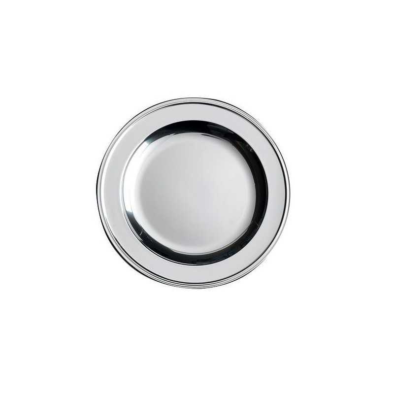 6 ASSIETTES RONDES DIAMETRE 23 CM METALLISE ARGENT