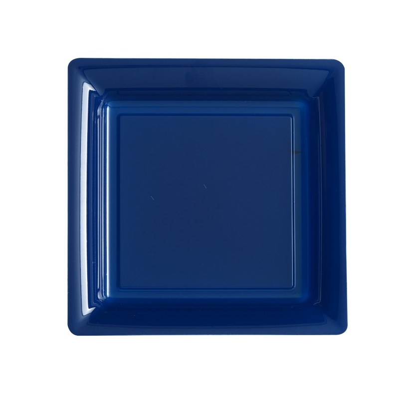 12 ASSIETTES CARREES BLEU MARINE 23,5 CM