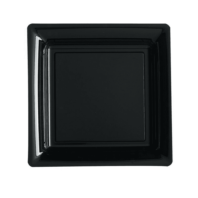 12 ASSIETTES CARREES NOIRES 23,5 CM