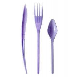 30 COUVERTS PLASTIQUES LILAS