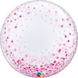 BALLON BUBBLES DECO CONFETTIS ROSES 61 CM