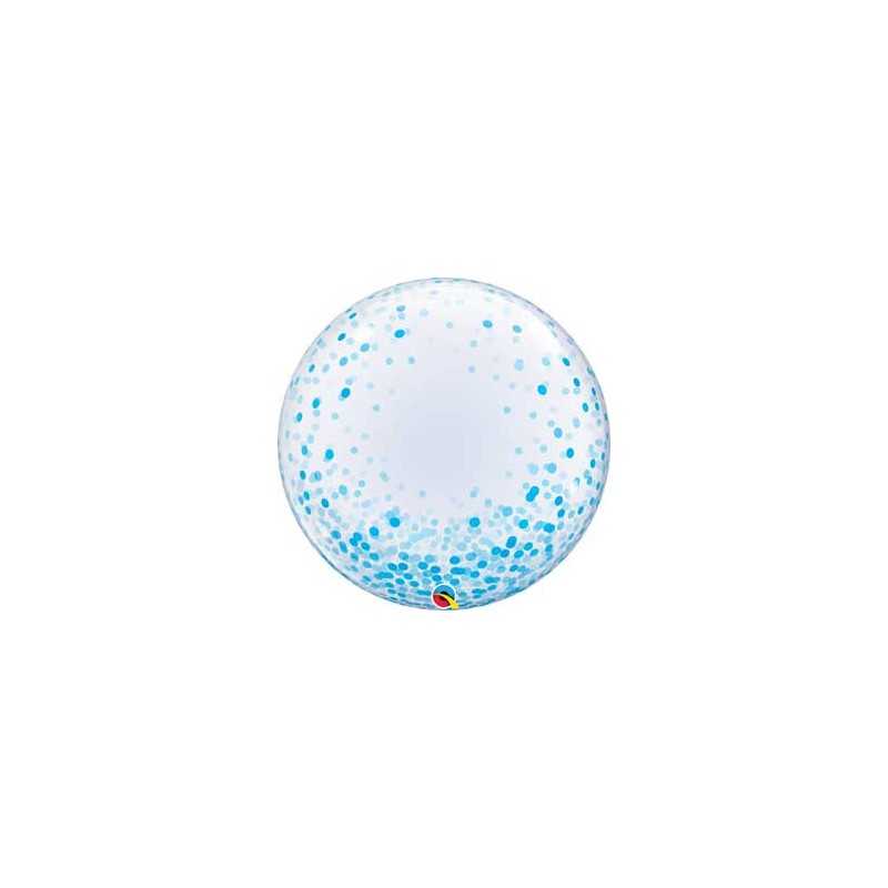 BALLON BUBBLES DECO CONFETTIS BLEU 61 CM