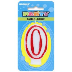 BOUGIE CHIFFRE 0 BLANC ET ROUGE