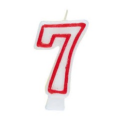 BOUGIE CHIFFRE 7 BLANC ET ROUGE
