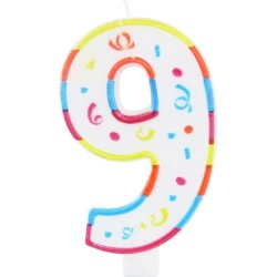 BOUGIE GEANTE MULTICOLORE CHIFFRE 9