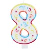 BOUGIE GEANTE MULTICOLORE CHIFFRE 8