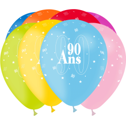 8 BALLONS BALLOONIA IMPRIMES TOUT AUTOUR 90 ANS MULTICOLORE