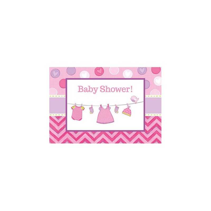 8 x CARTE D'INVITATION BABY SHOWER ROSE