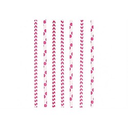 24 PAILLES EN PAPIER BLANCHE A POINT ROSE