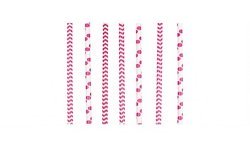 24 PAILLES EN PAPIER BLANCHE A POINT ROSE