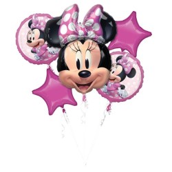 BOUQUET DE 5 BALLONS METALLIQUES MINNIE MOUSSE