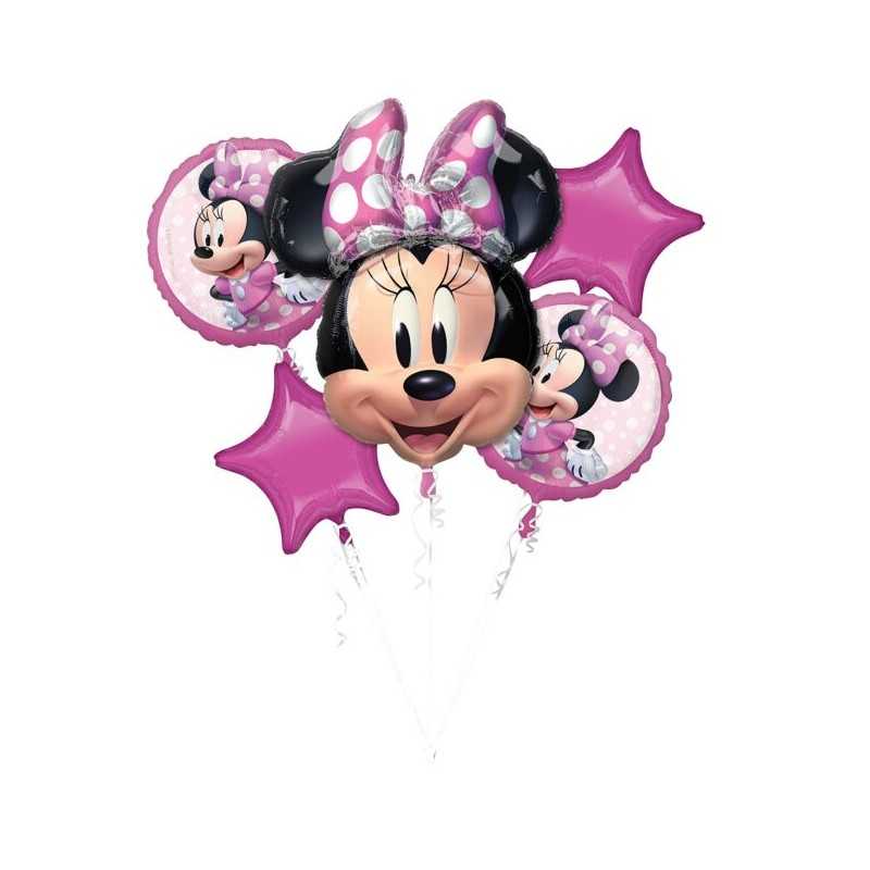 BOUQUET DE 5 BALLONS METALLIQUES MINNIE MOUSSE