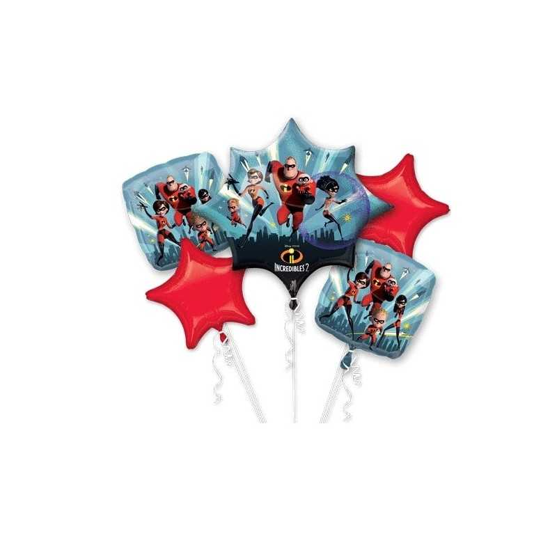 BOUQUET DE 5 BALLONS METALLIQUES LES INDESTRUCTIBLES
