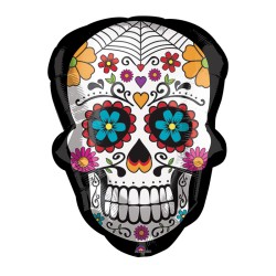 BALLON FORME TETE DE MORT DAY OF THE DEAD 45 X 60 CM