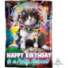 BALLON METALLIQUE CARRE CHAT HAPPY BIRTHDAY TO A PARTY ANIMAL 30 X 43 CM