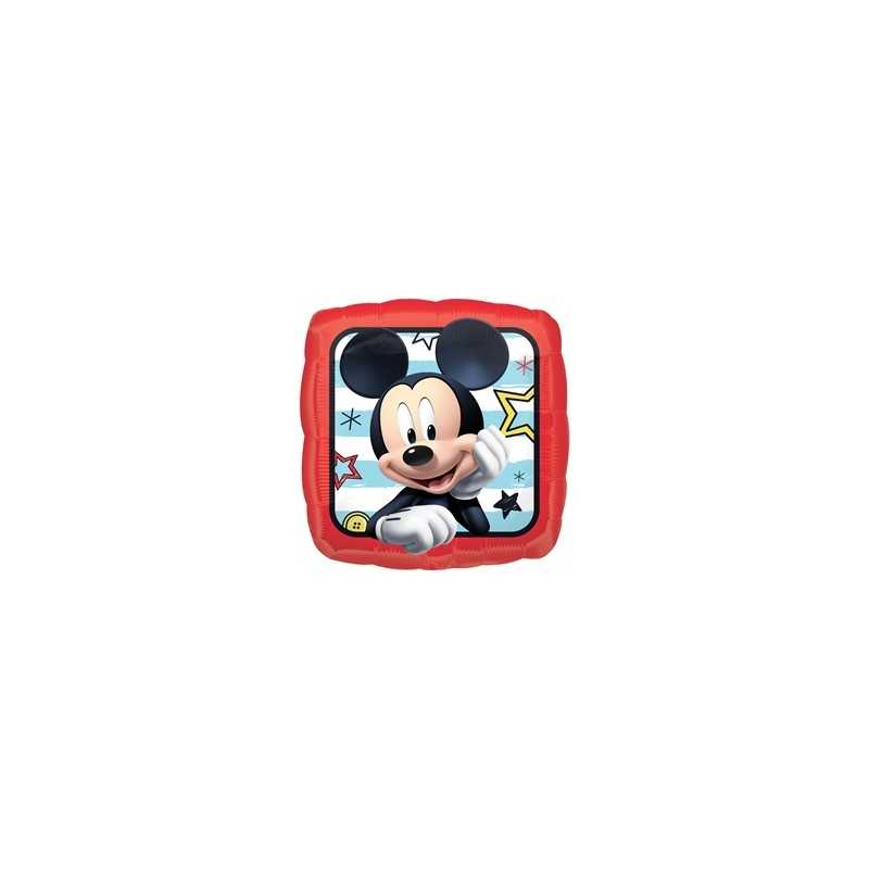 BALLON METALLIQUE CARRE MICKEY MOUSSE 43 CM