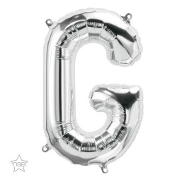 BALLON METALLIQUE LETTRE G ARGENT 40 CM