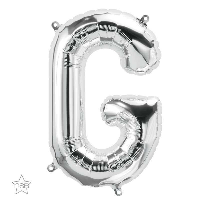 BALLON METALLIQUE LETTRE G ARGENT 40 CM