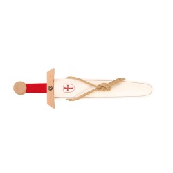 EPEE DE CHEVALIER TEMPLIER EN BOIS FOURREAU BLANC CUIR 50 CM