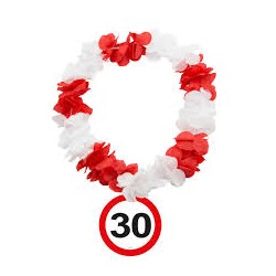 COLLIER HAWAI ROUGE ET BLANC 30 ANS