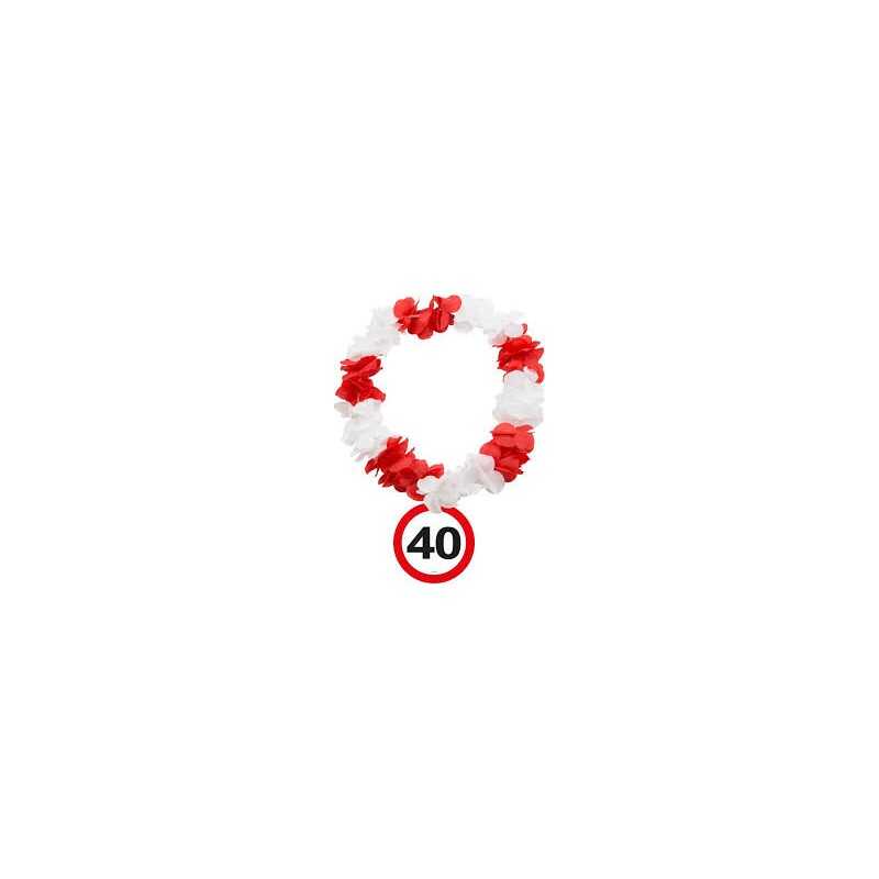 COLLIER HAWAI ROUGE ET BLANC 40 ANS