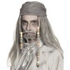 PERRUQUE PIRATE GRISE AVEC BANDANA GRIS ET PERLE