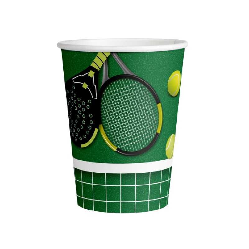 8 GOBELETS EN CARTON THEME TENNIS ET PADEL