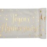 CHEMIN DE TABLE JOYEUX ANNIVERSAIRE BLANC ET OR 3 METRES