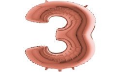 BALLON METALLIQUE CHIFFRE 3 ROSE GOLD 66 CM