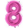 BALLON METALLIQUE CHIFFRE 8 ROSE FUSHIA 66 CM