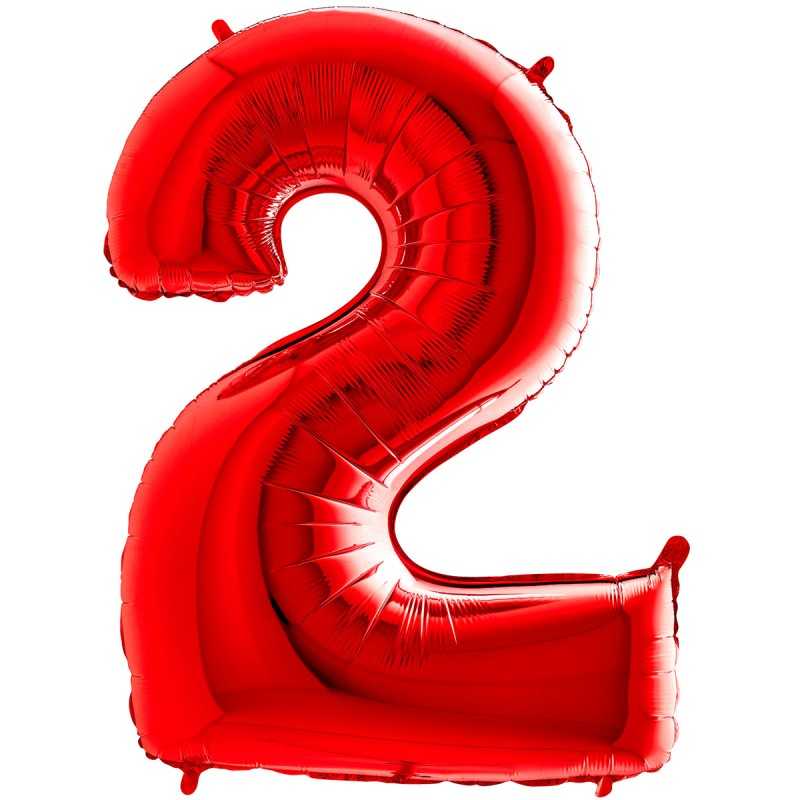 BALLON METALIQUE CHIFFRE ROUGE 2 35 CM