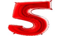 BALLON METALIQUE CHIFFRE ROUGE 5 35 CM