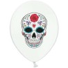 SACHET DE 6 BALLONS BLANC AVEC IMPRIME JOUR DE LA MORT 30 CM 