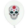 SACHET DE 6 BALLONS BLANC AVEC IMPRIME JOUR DE LA MORT 30 CM
